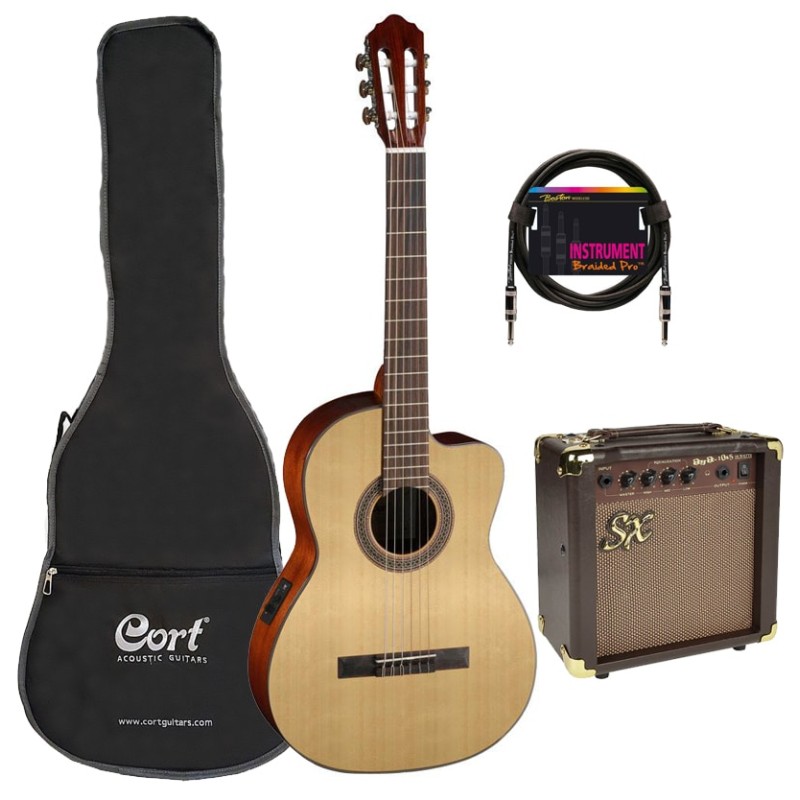 Klasiskās ģitāras komplekts Cort AC120CE-NAT-Set Klasiskās ģitāras komplekts Cort AC120CE-NAT-Set