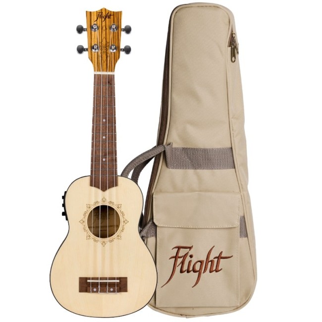 Soprāna elektro-akustiskā ukulele Flight DUS-320EQ-SP-ZEB