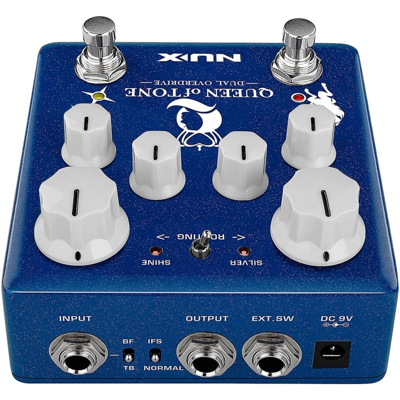 Pédale Overdrive Double NUX Queen Of Tone - Empilement Horseman & Morning Star, True Bypass, Pour Guitare