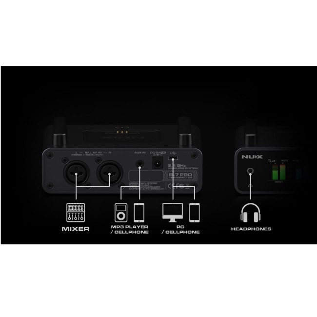 Bezvadu ausu monitora sistēma Nux B-7Pro Bezvadu ausu monitora sistēma Nux B-7Pro