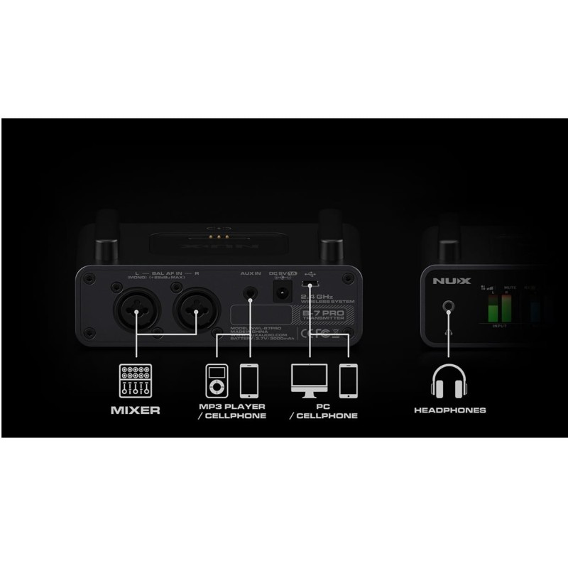 Bezvadu ausu monitora sistēma Nux B-7Pro 