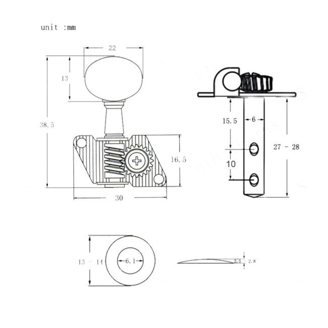 Ģitāras stīgu spriegotāji FTSK-3R3L (3+3)