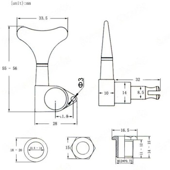Basģitāras stīgu spriegotāji Kera Audio QFB-4P-BA-BK (2+2)