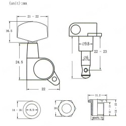 Ģitāras stīgu spriegotāji DSF-AE-BK (3+3) Ģitāras stīgu spriegotāji DSF-AE-BK (3+3)