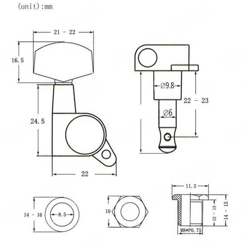 Ģitāras stīgu spriegotāji DSF-AE-CH (3+3) Ģitāras stīgu spriegotāji DSF-AE-CH (3+3)