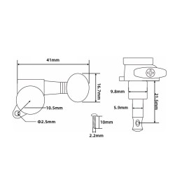 Ģitāras stīgu spriegotāji GM-02-6R-S Ģitāras stīgu spriegotāji GM-02-6R-S