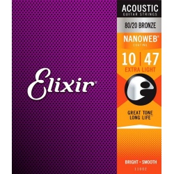 Elixir Acoustic Guitar Strings Nanoweb 11002 (10-47)