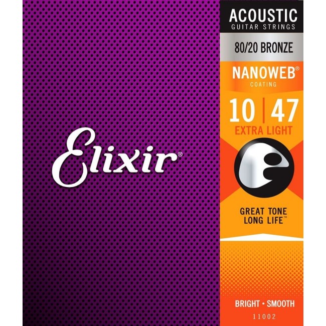 Akustiskās ģitāras stīgas Elixir Nanoweb 11002 (10-47)