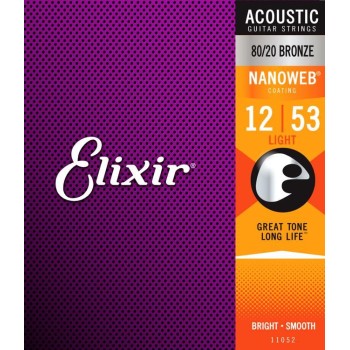 Akustiskās ģitāras stīgas Elixir Nanoweb 11052 (12-53) Akustiskās ģitāras stīgas Elixir Nanoweb 11052 (12-53)