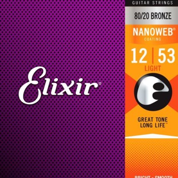 Akustiskās ģitāras stīgas Elixir Nanoweb 11052 (12-53)