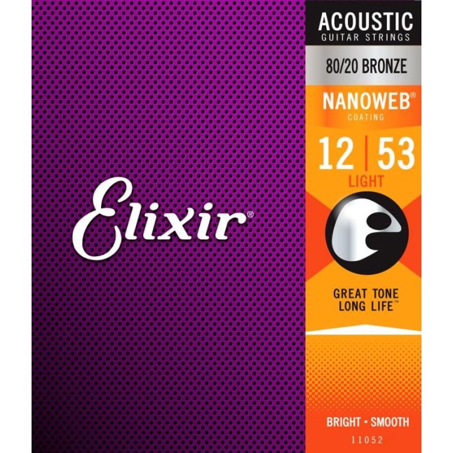 Akustiskās ģitāras stīgas Elixir Nanoweb 11052 (12-53) Akustiskās ģitāras stīgas Elixir Nanoweb 11052 (12-53)