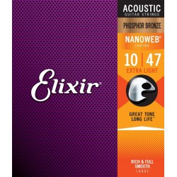 Akustiskās ģitāras stīgas Elixir Nanoweb 16002 (10-47)