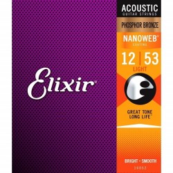 Elixir Nanoweb Acoustic Guitar Strings 16052 (12-53)