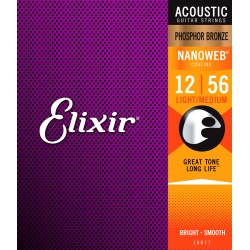 Elixir Nanoweb Acoustic Guitar Strings 16077 (12-56)