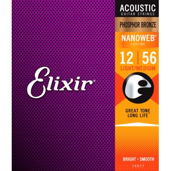 Akustiskās ģitāras stīgas Elixir Nanoweb 16077 (12-56) Akustiskās ģitāras stīgas Elixir Nanoweb 16077 (12-56)