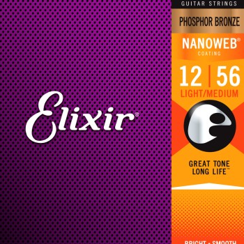 Akustiskās ģitāras stīgas Elixir Nanoweb 16077 (12-56)