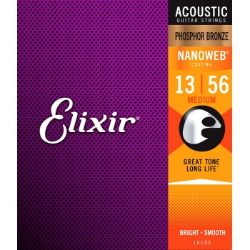 Akustiskās ģitāras stīgas Elixir Nanoweb 16102 (13-56) Akustiskās ģitāras stīgas Elixir Nanoweb 16102 (13-56)