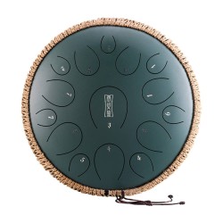 Hluru steel tongue drum 14" 15 tone Mineral Green