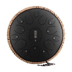 Hluru steel tongue drum 14" 15 tone Ink Black