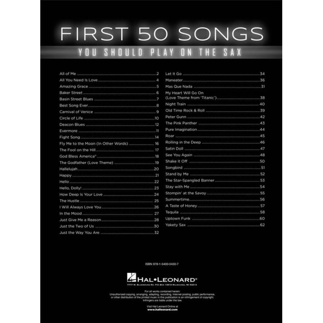 First 50 Songs (Saksofons)