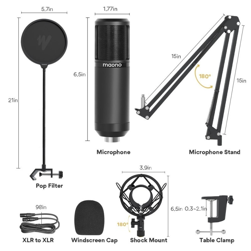 Kondensatora studijas mikrofona komplekts Maono AU-PM320S Kondensatora studijas mikrofona komplekts Maono AU-PM320S