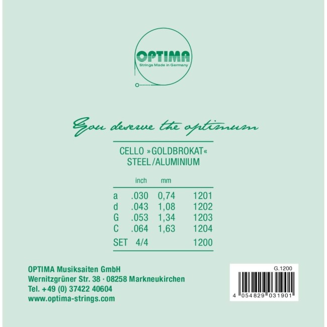 4/4 Optima Goldbrokat čella stīgas G1200-44 4/4 Optima Goldbrokat čella stīgas G1200-44